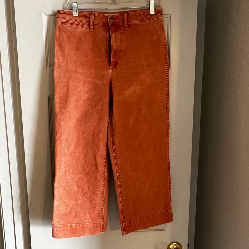 Orange wide leg cropped pants